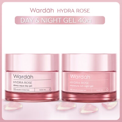 Wardah Hydra Rose Dewy Aqua Day 40GR //Moisturizer Rich Nigth 40Gr ORIGINAL-BPOM