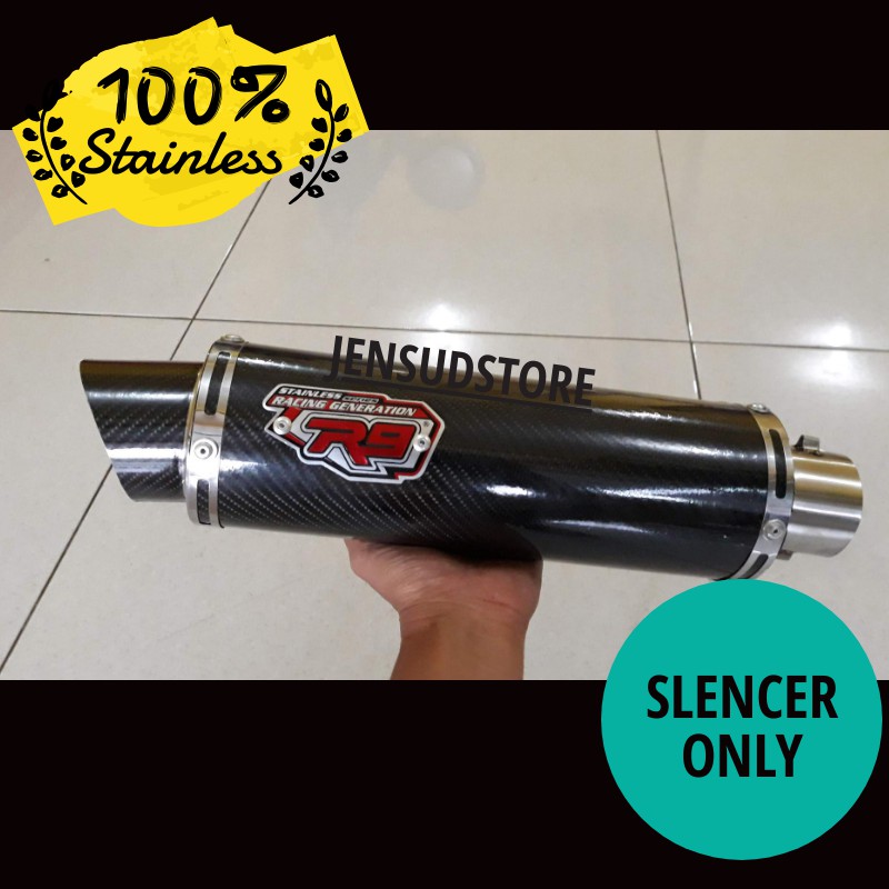 Silincer Knalpot R9 standar carbon Motor Racing Scorpio Rr Mono Megapro Vixio NMAX Ninja MT25