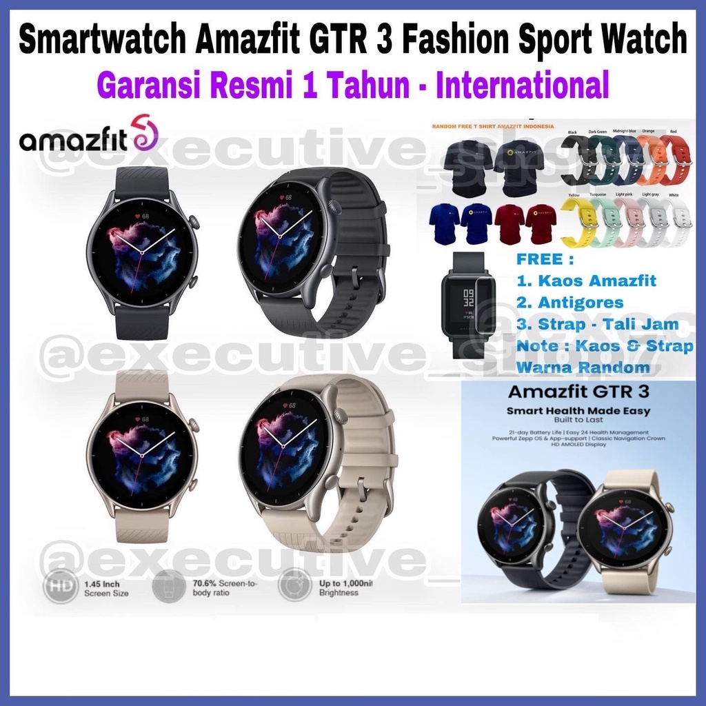 Smartwatch Amazfit GTR 3 Fashion Business Watch - Garansi Resmi 1 Tahun - International