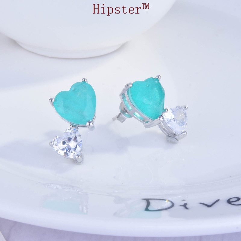 925 Silver Luxury Topaz Earrings Heart-Shaped