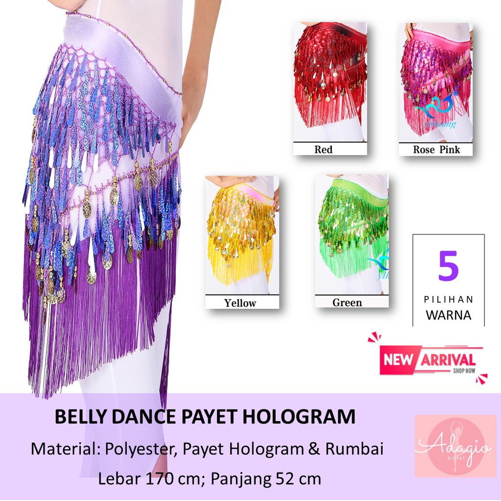 BELLY DANCE SCARF SELENDANG SEGITIGA TARI PERUT MESIR PAYET RUMBAI EGYPTIAN DANCE TASSEL SEQUIN