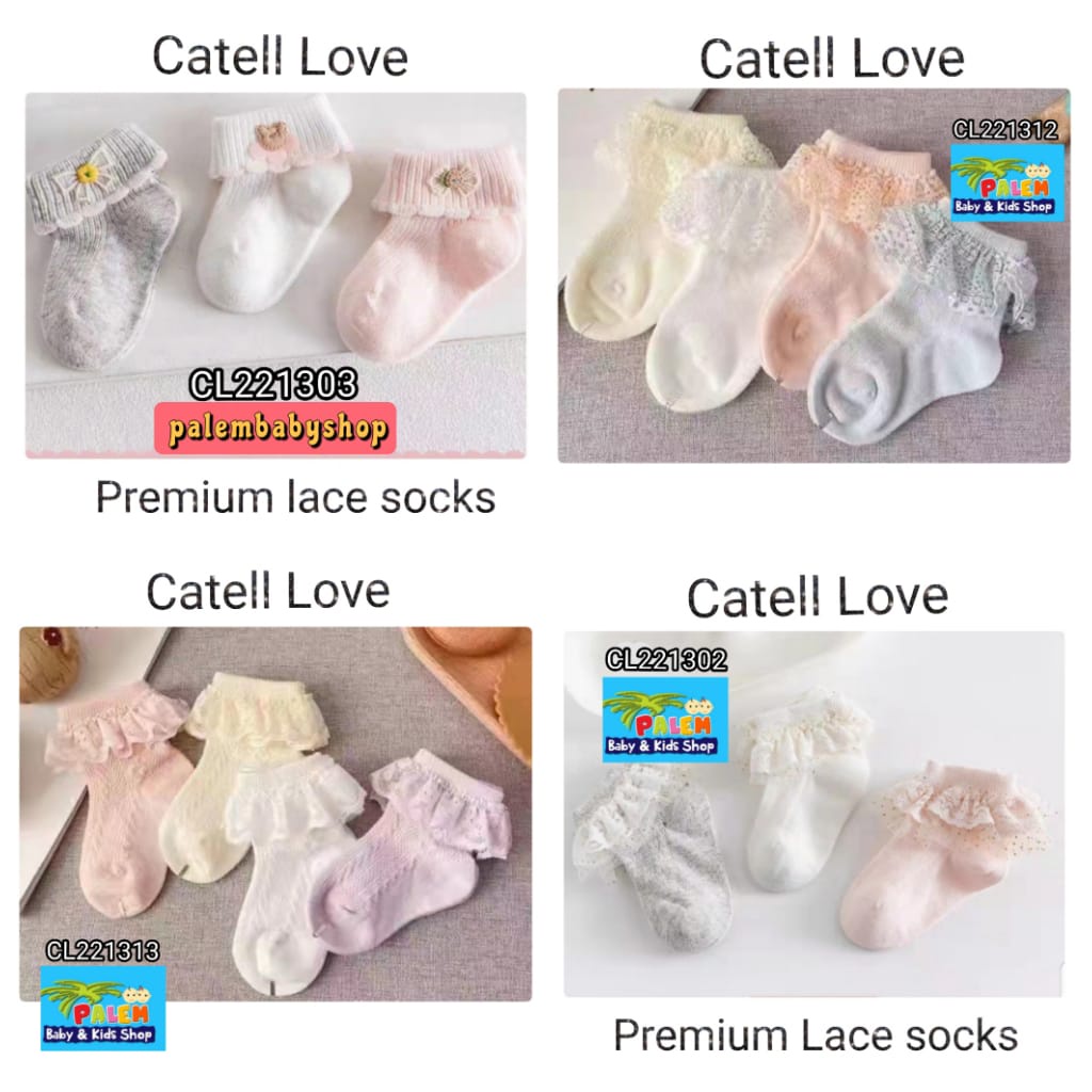 Catell Love Shock / Kaos Kaki Renda bayi perempuan Newborn