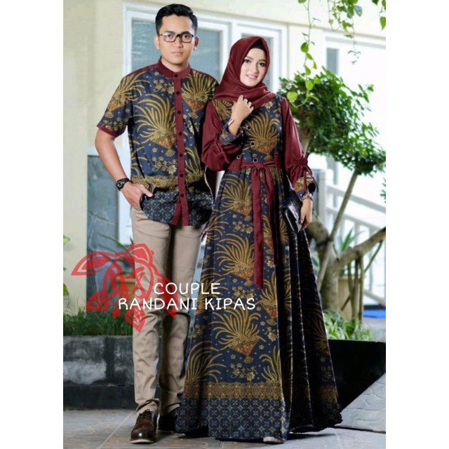Ruairu SET CP RANDANI KIPAS BATIK COUPLE GAMIS BATIK COUPLE 4 WARNA Murah