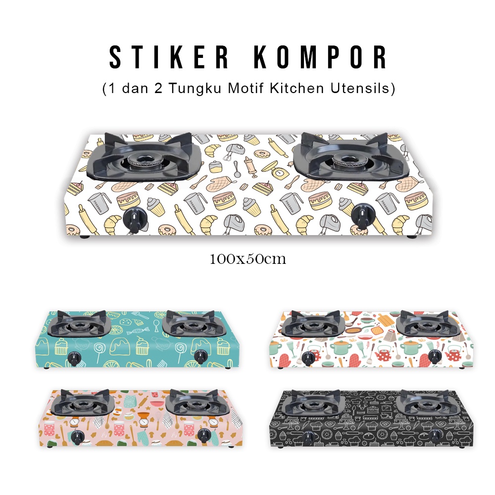 Stiker Kompor 1 tungku dan 2 tungku motif dapur minimalis
