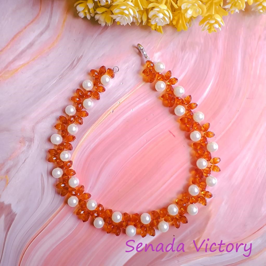 Senada Victory Kalung Choker Crystal Manohara Kalung Choker Kristal Pesta Mewah SK042