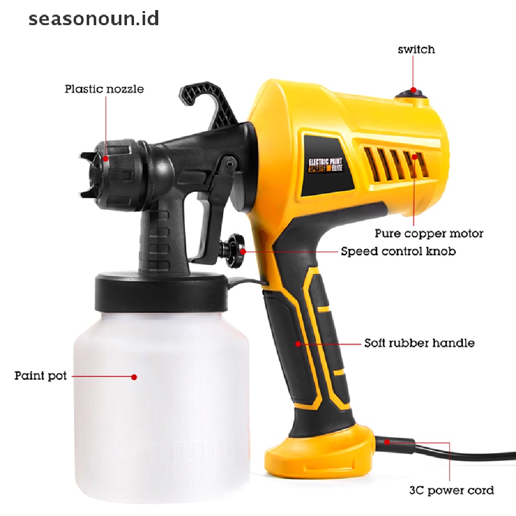 (seasonoun) Kontainer Spray Gun Elektrik Bahan Plastik Kapasitas 800ML