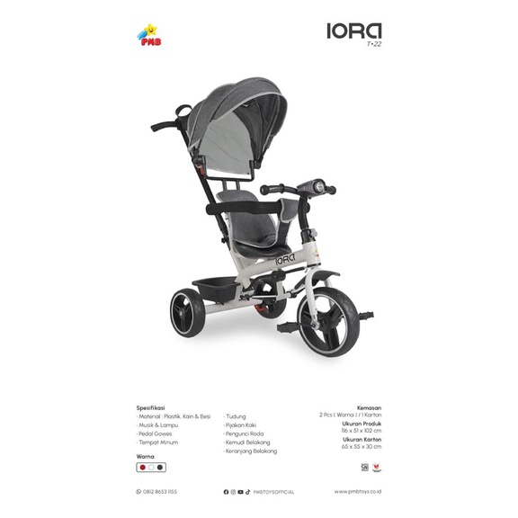 Tricycle PMB IORA T 10 T 15 T 22 Baby Stroller T10 T15 T22 Kereta Dorong Anak Bayi Dorongan Anak Bayi T09 T 09 T11 T 11 T17 T 17 T18 T 18 T21 T 21 T23 T 23