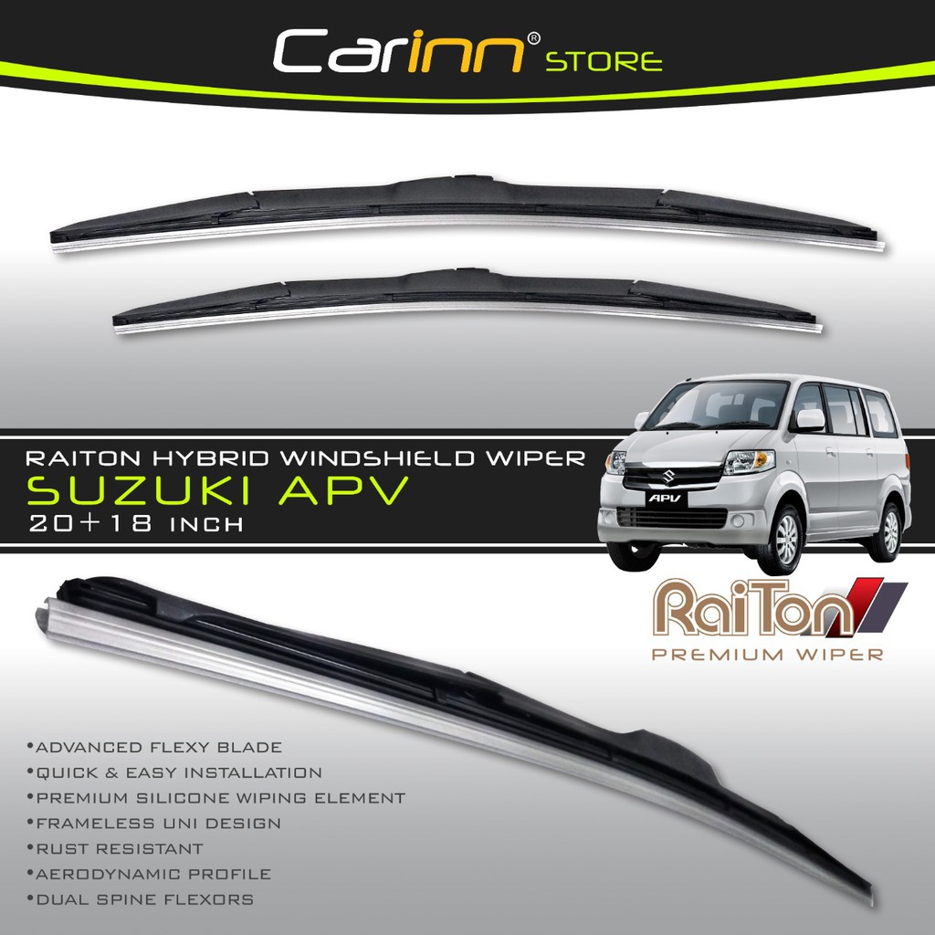 Raiton Sepasang Wiper Hybrid Kaca Depan Mobil Suzuki APV 20" & 18" -2 Pcs