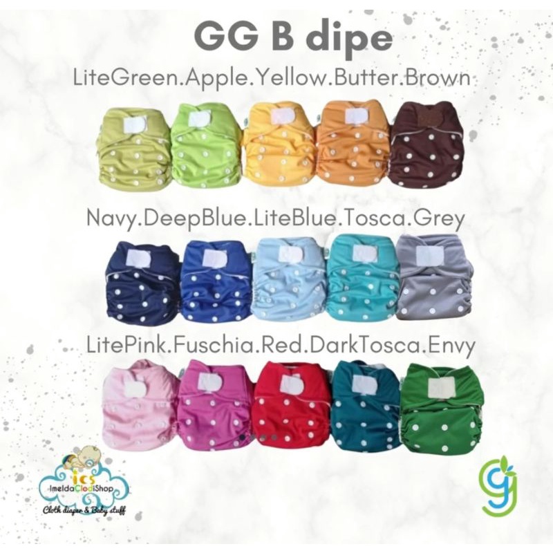 [paket] 6 Clodi pocket GG B dipe solid polos motif Onesize