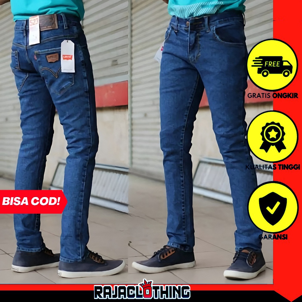 RCL - Celana Jeans Pensil Pria Warna Biru Tua Bio Wash Model Skinny Slimfit Stretch Bahan Melar Lentur Nyaman Di Pakai Size 28 29 30 31 32 33 34 S M L XL Hitam Pekat Tidak Luntur Biru Muda Biru Dongker Blueblack Kualitas Premium Distro Bandung Murah