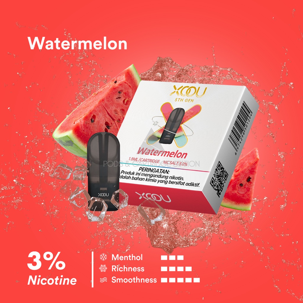 [PNCSID] [RELX COMPATIBLE] XOOU Mint Flavour Pods / Cartridge - Watermelon