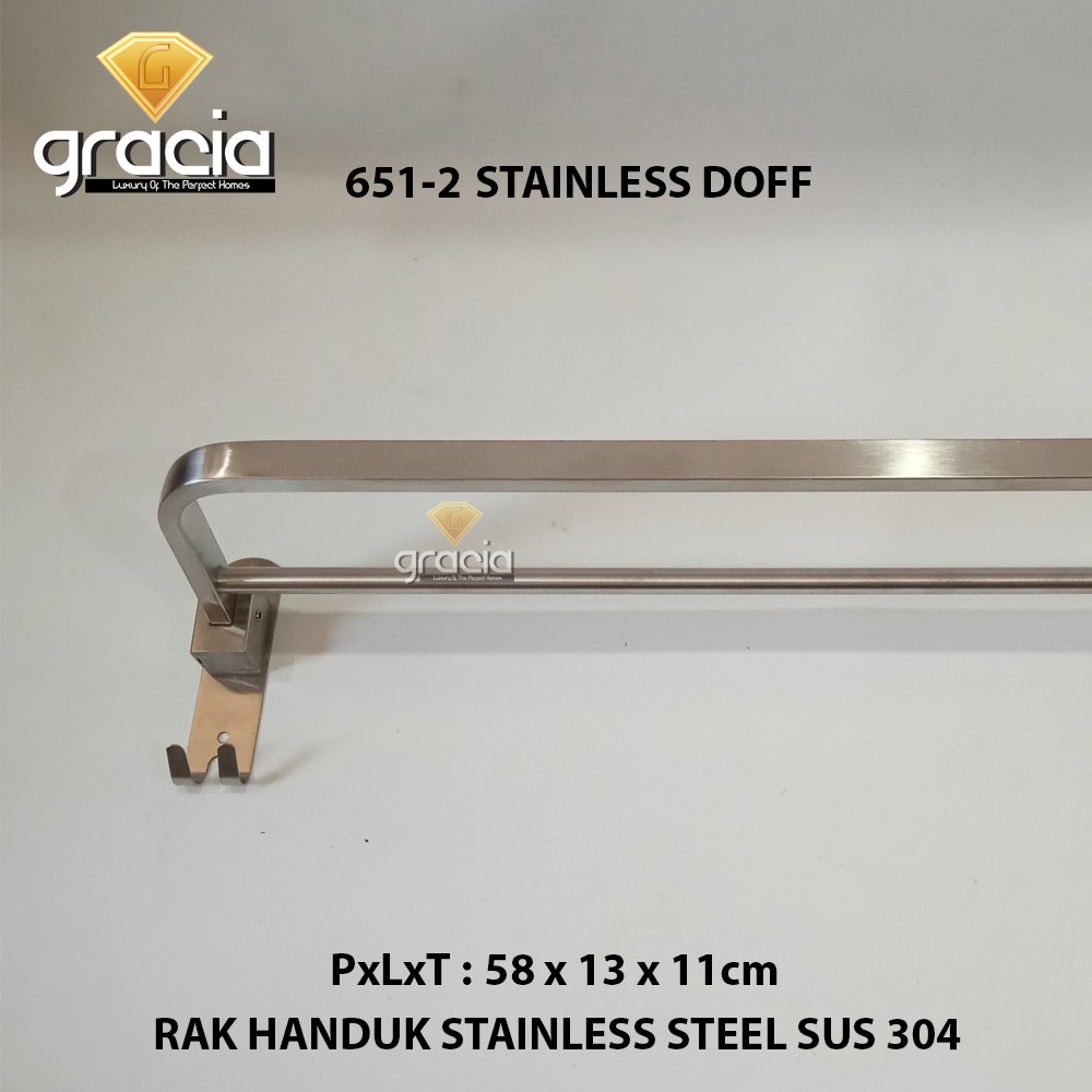 Rak Handuk 2 Baris Dinding Kamar Mandi Chrome Stainless SUS 304