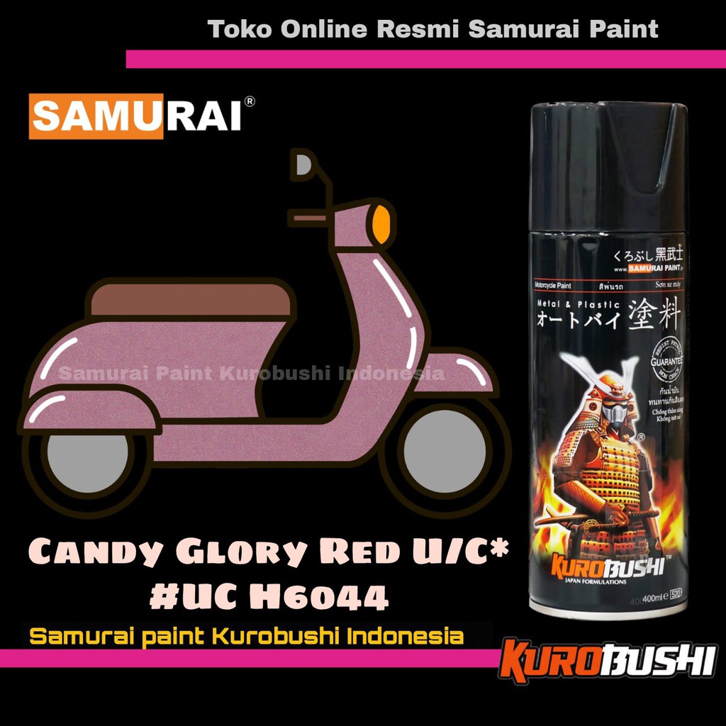 Samurai Paint CANDY GLORY RED UC H6044 Warna 2 Coat System Honda Merah Candy Glory U/C Cat Semprot