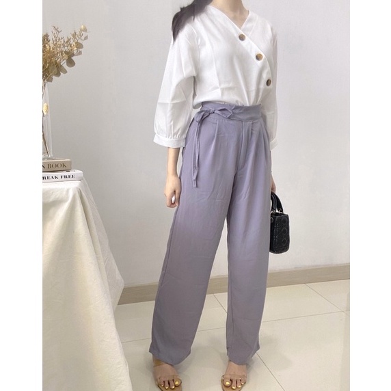 KIRANA Celana Highwaist Loose Pants Casual / Celana Kantor Wanita Formal / Kulot Wanita Pita P8