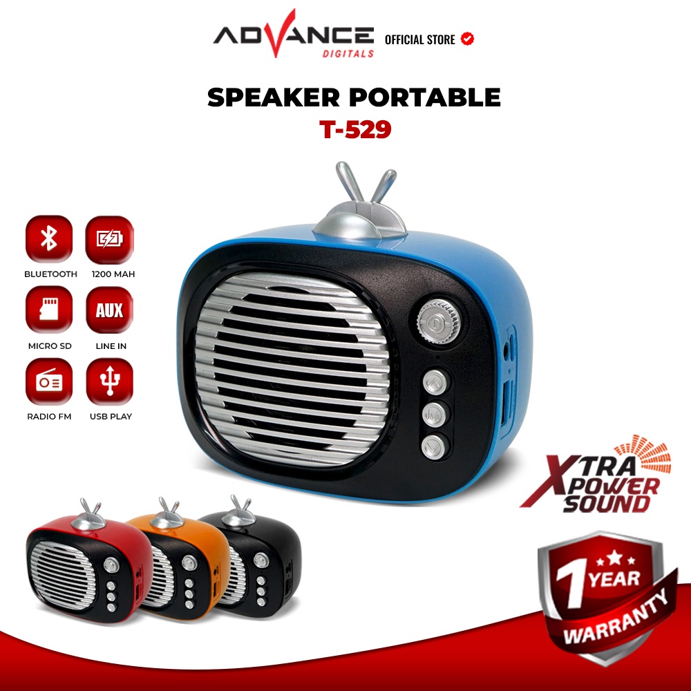 Advance Digitals T529 Speaker TWS Advance Digitals Retro Desain Portable Wireless