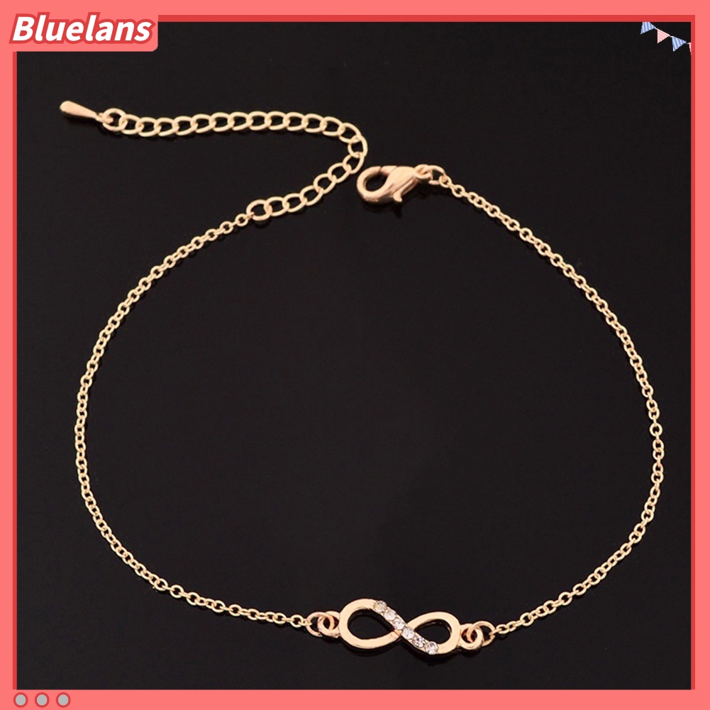 Bluelans Women Simple Infinite Love Rhinestone 8Shape Pendant Thin Chain Bracelet Jewelry