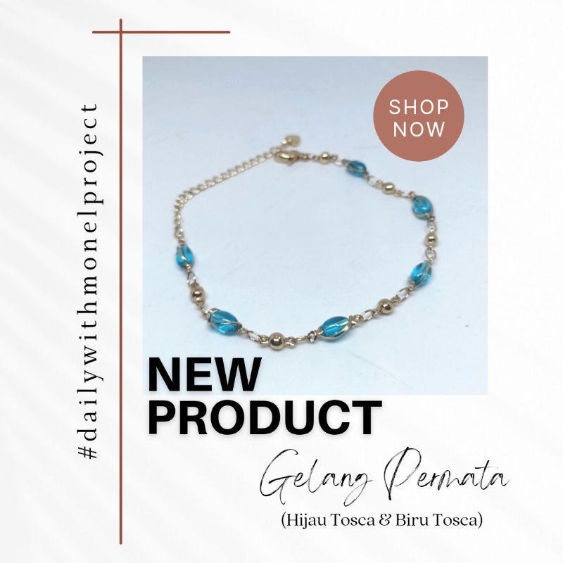 Gelang Titanium Wanita Dewasa Permata Kristal