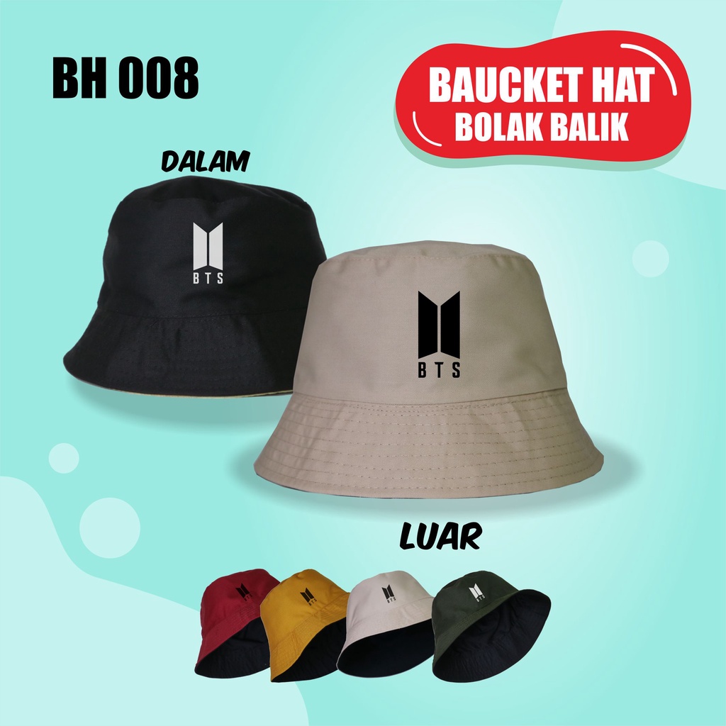 Korean Style Wanita Topi Korea BTS KPOP Bucket Hat Topi Cewe
