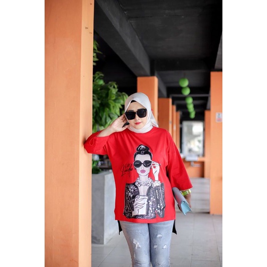 KAOS WANITA OVERSIZE LANICHA OUTFIT TERBARU