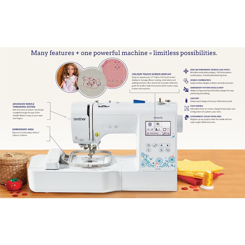 Mesin Jahit Bordir BROTHER INNOV-IS NV-18E / NV18E (Portable Komputer)