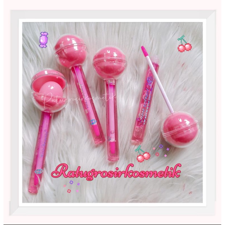 PROMO ECER!!!LIP BALM+LIP OIL DUO ROSE EXTRACT BENTUK LOLIPOP KISS BEAUTY NO.70194