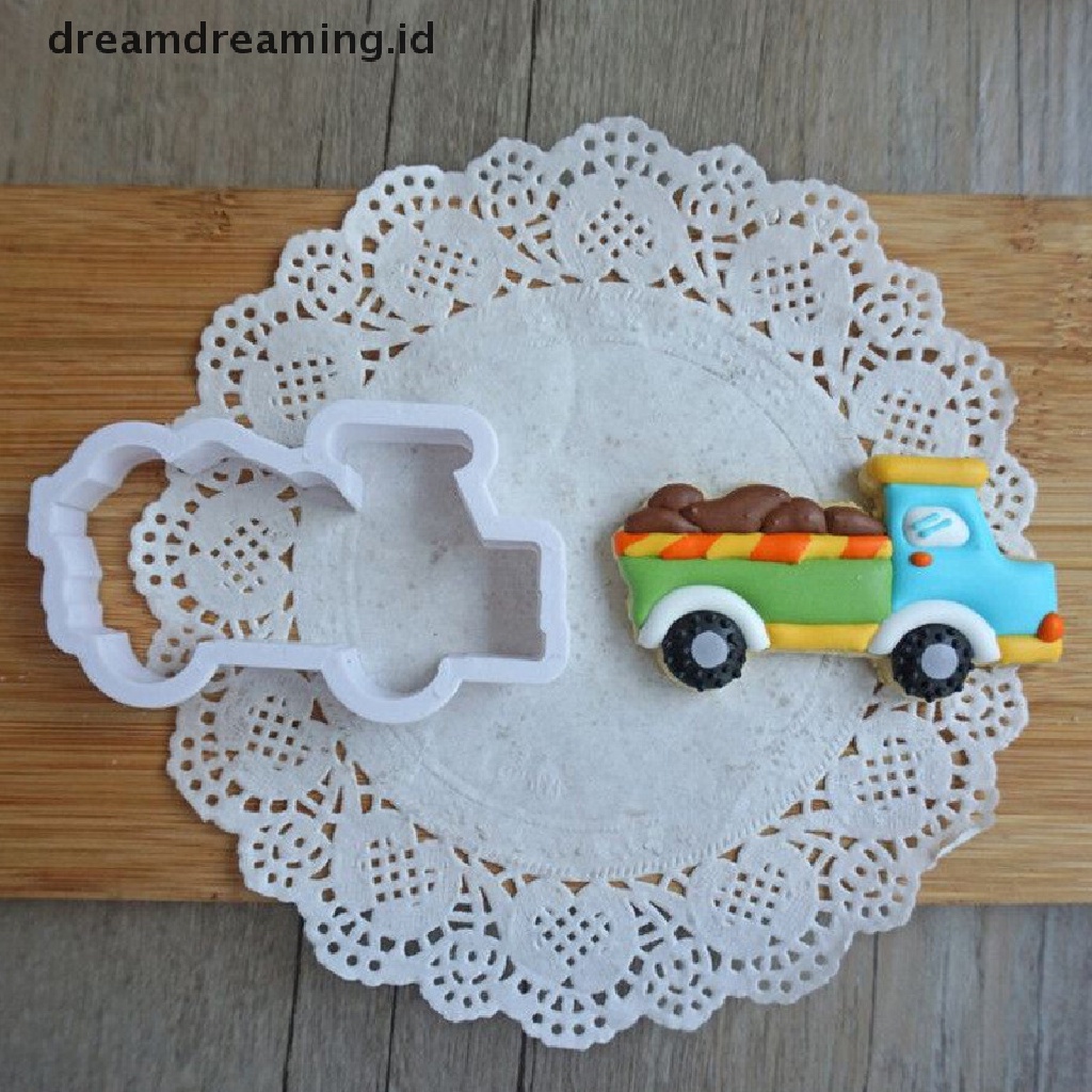 (Dreamdreaming.Id) 8pcs / Set Cetakan Kue / Biskuit / Pastry Bentuk Mobil / Truk Diy