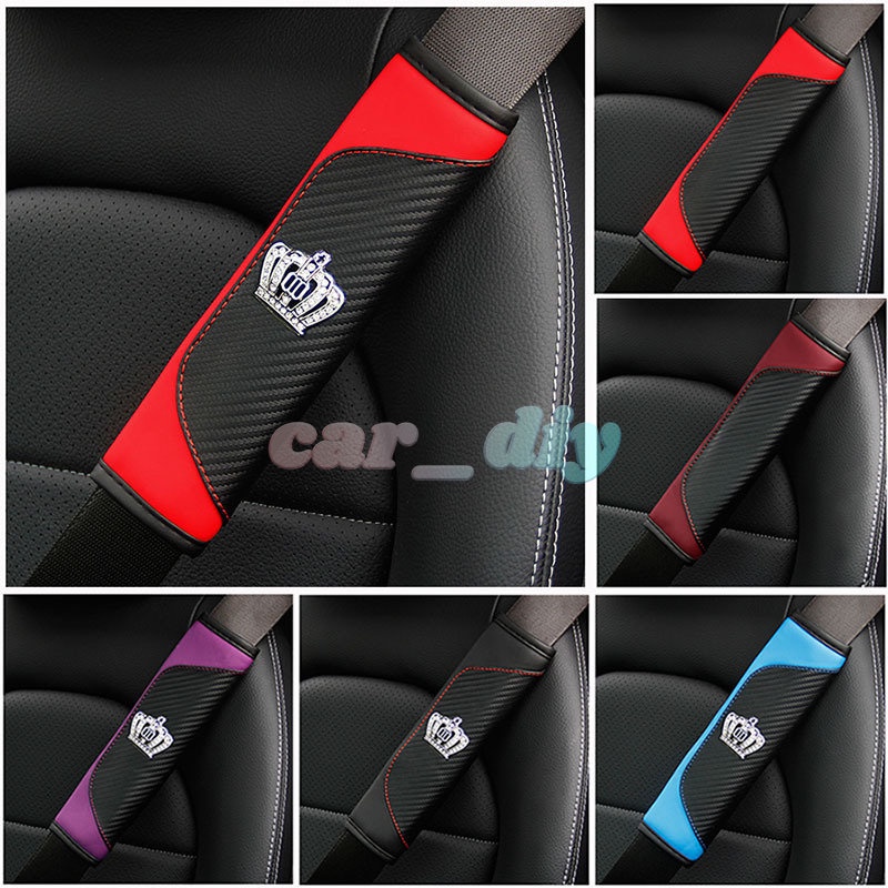 Cover Pelindung Bahu Bahan Kulit Carbon Fiber Untuk Sabuk Pengaman Mobil Universal