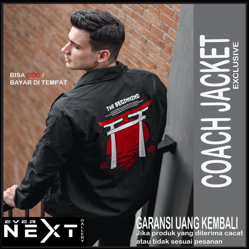 Jaket coach pria waterproof distro terbaru Size L XL dan XXL original jacket cowok anti air kualitas sablon import model anime jepang torii series parasut taslan pria