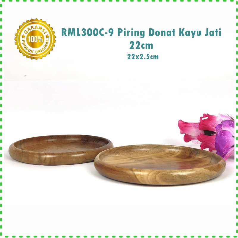 Piring Donat Bulat Kayu Jati Asli 18cm &amp; 22cm