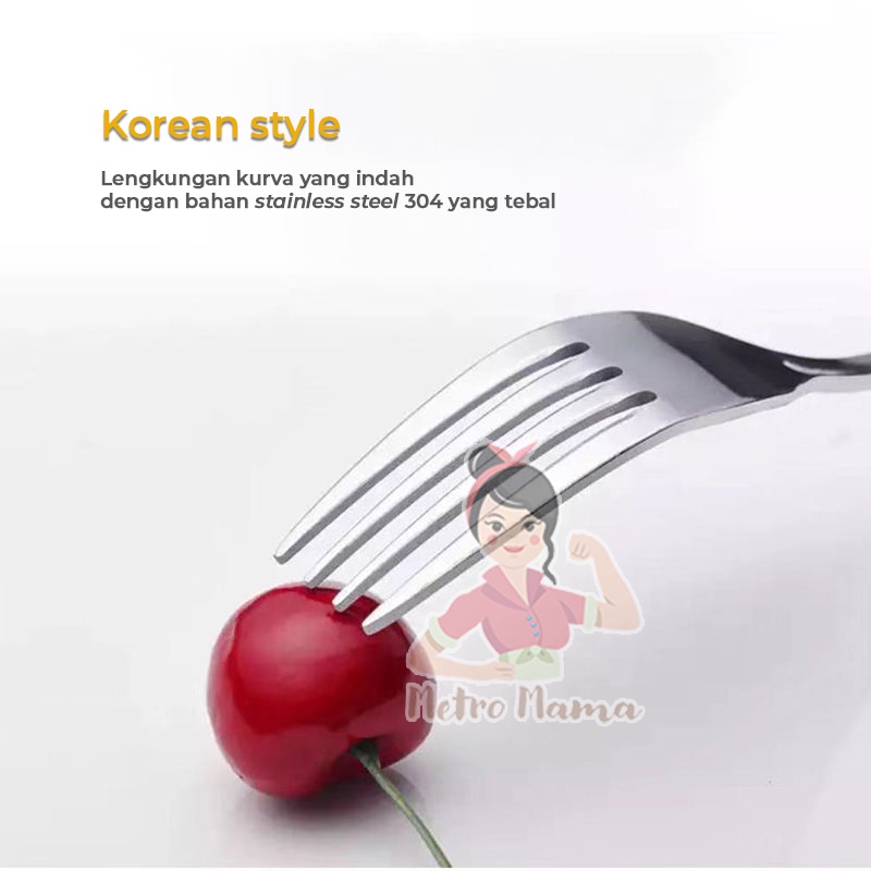 Alat Makan Set Sendok Garpu Sumpit Stainless Anak &amp; Dewasa Model Korea