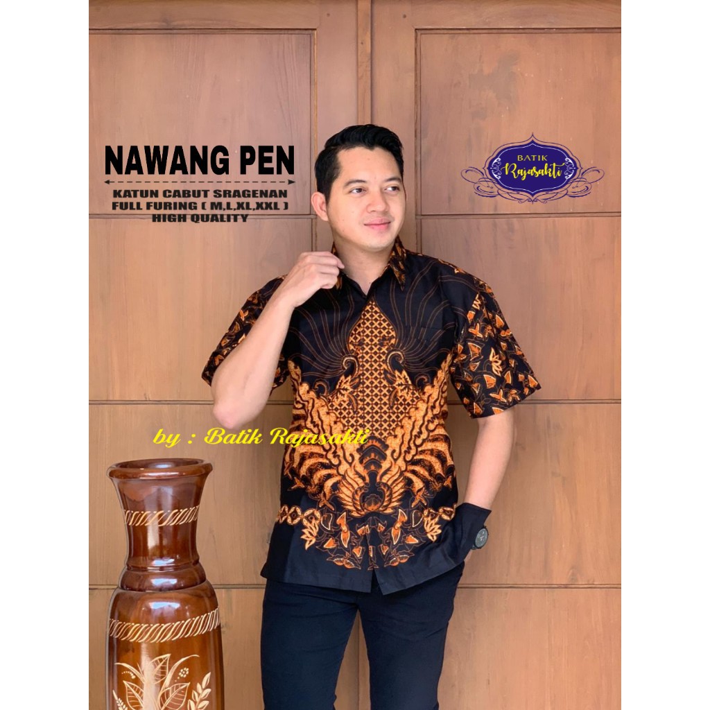 NAWANG Batik Pria Full Furing Bahan Katun Halus Sragenan