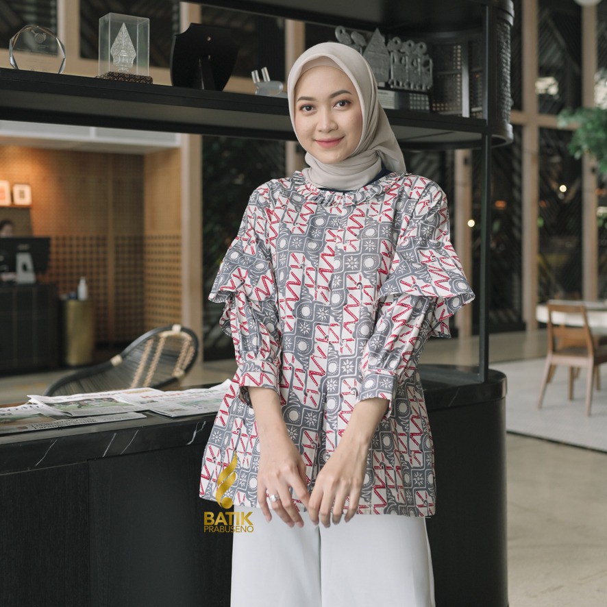 SARTIKA TUNIK ULFA NAVY ATASAN BAJU ATAS TUNIK PNS ATASAN TUNIK GURU BATIK WANITA LENGAN PANJANG KERJA KANTORAN MODERN KEKINIAN PREMIUM JUMBO ATASAN BAGUS TUNIK TERBARU TUNIK BATIK