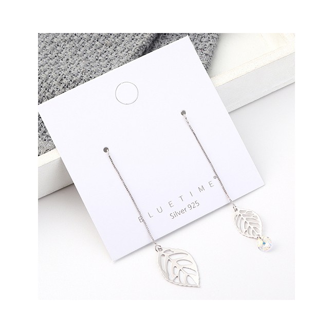 LRC Anting Tusuk Fashion Platinum Plated Gold Cutout Leaves S925 Silver Needle Earrings Y62743