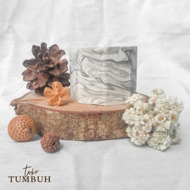 Pot Kaktus Mini Bunga Aesthetic Motif Marble