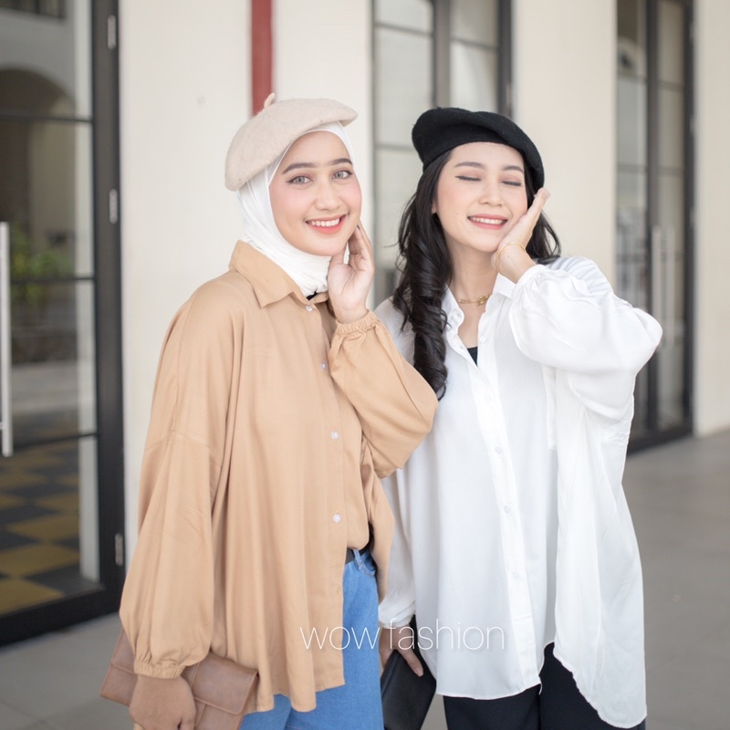 WOW-Kemeja Oversize Jumbo - Kemeja Rayon Twill Wanita