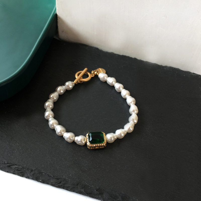 Gelang Mutiara Berlian Logam Bentuk Geometris Gaya Retro Jepang Korea Selatan Untuk Hadiah Perhiasan Wanita