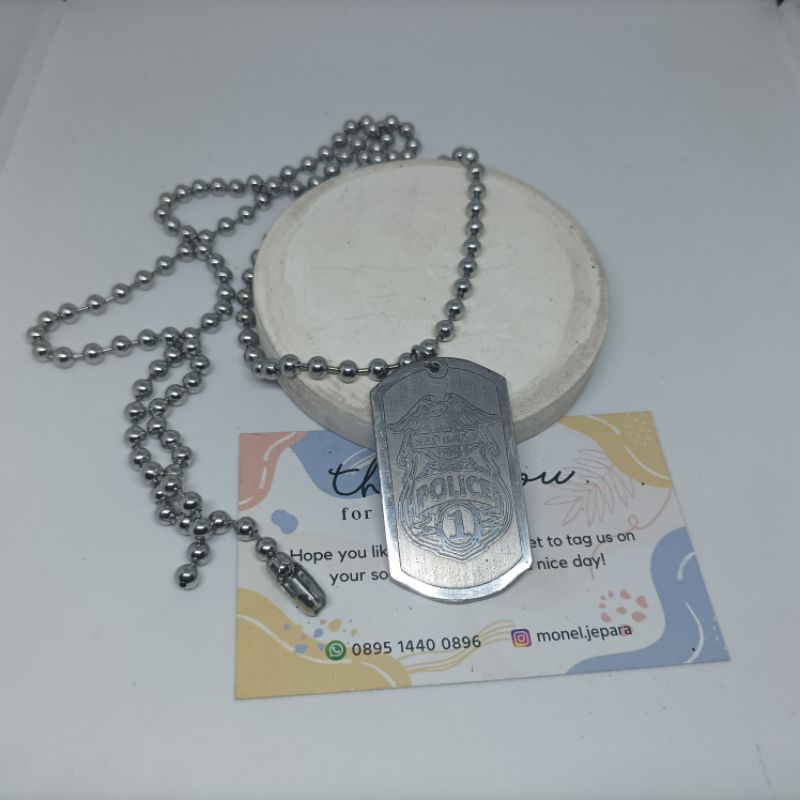 Kalung Logo Harley Davidson Police (Stainless Asli)