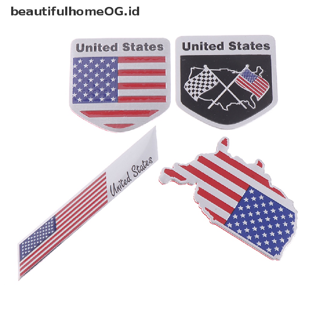 1pc Stiker Emblem / Badge Motif Bendera Amerika Bahan Alloy Untuk Mobil / Motor