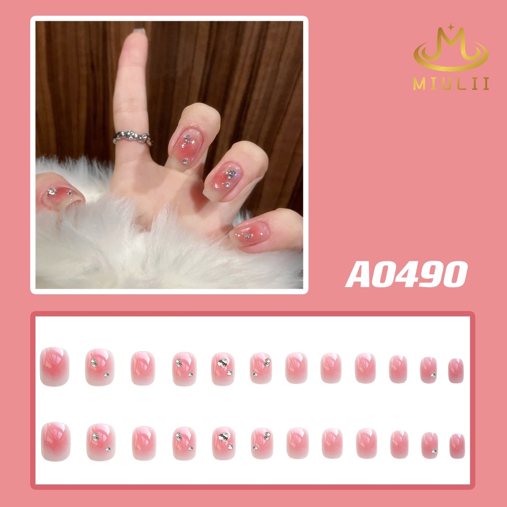 MIULII / KUKU PALSU  A0490  / 24PCS / 3D / NAIL ART / PREMIUM / CUTE / BIRU / FREE LEM JELLY / KUTEK