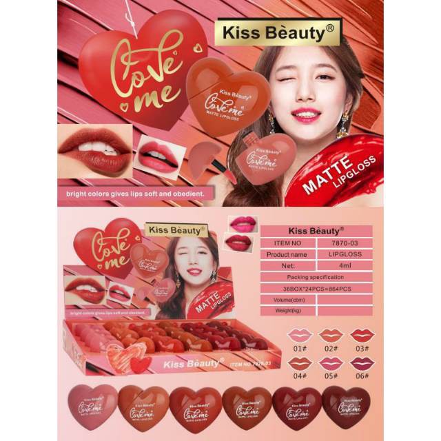 [PER BOX] LIP GLOSS KISS BEAUTY MATTE LOVE ME NO.7870-03/PEACH NO.70080