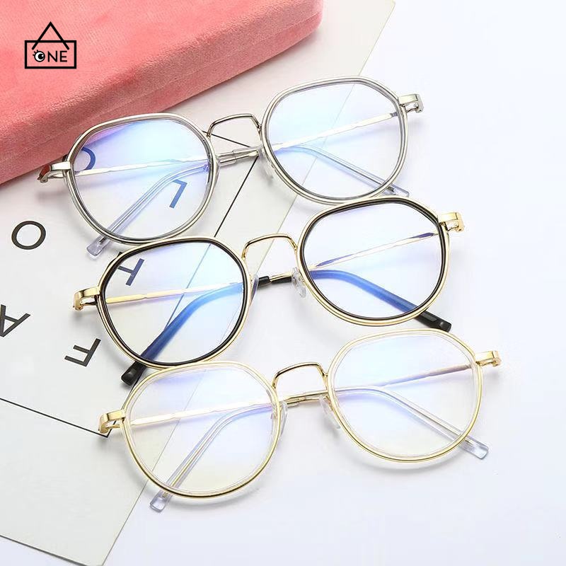 COD ☀️Frame Kacamata Fashion Wanita Anti Radiasi Korean Kaca Mata Radiasi Bulat Eyeglasses A one