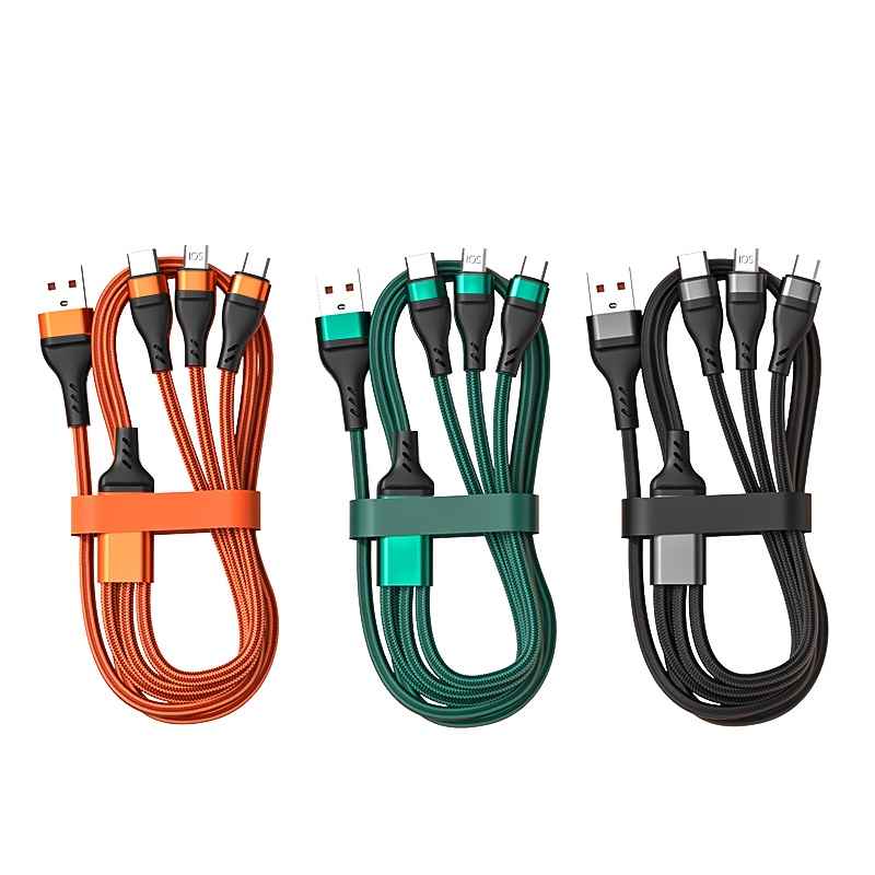 GS8i Oppselve Kabel Charger 3in1 Micro Usb Lightning Usb Type C 6 A 1.2 M - Opp0142 - Black Or-i