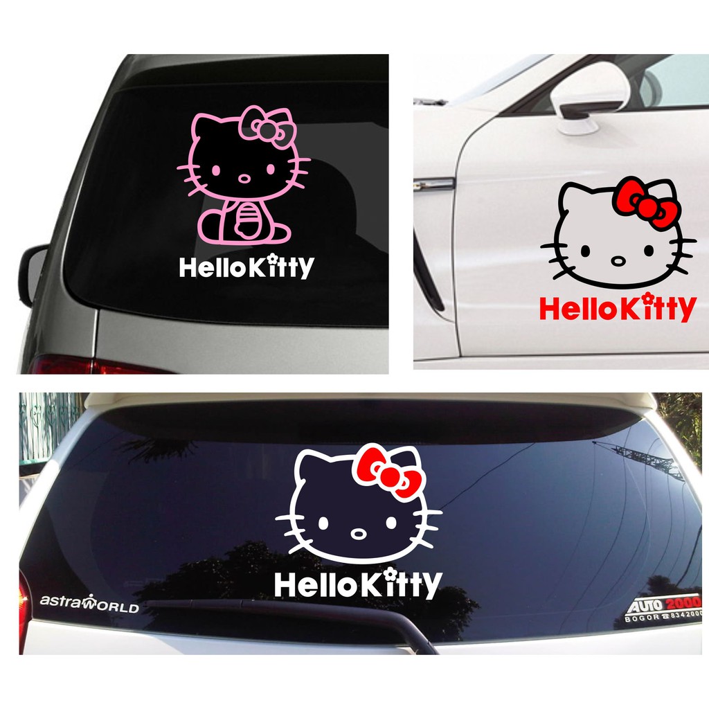 STIKER CUTTING STICKER KACA BODY MOBIL HELLO KITTY 25 X 26 Cm