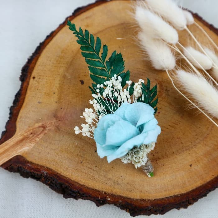 Korsase Jas Bunga Warna Biru | Corsage Wedding Blue Artificial Flower C-01