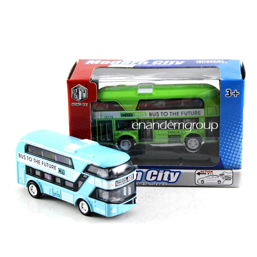 Diecast Miniatur Mainan Mobil Bus London Besi Metal Pull Back