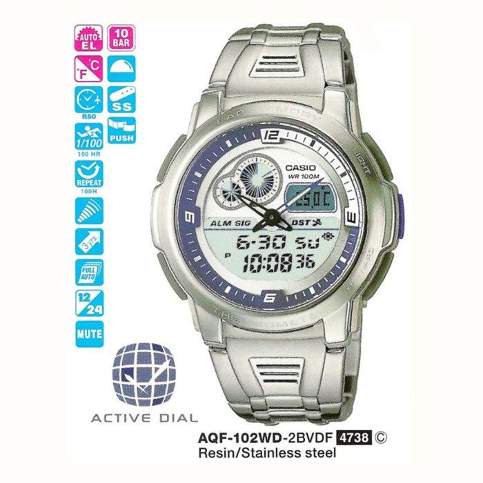 CASIO Outgear AQF-102WD-2B Ana Digi Thermo Original Jam Tangan Pria