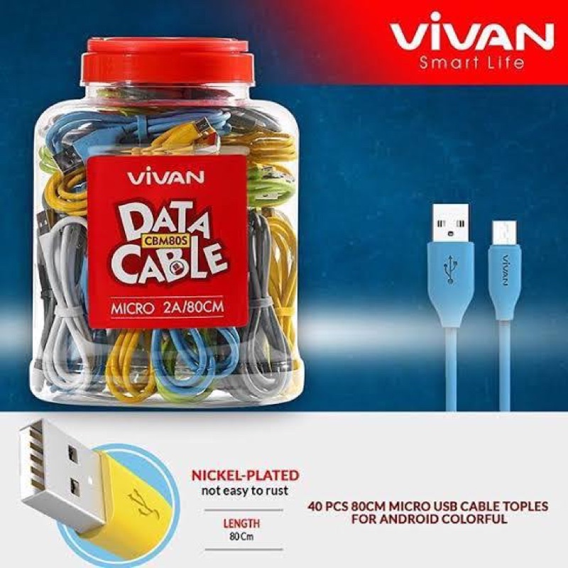 1PCS PROMO KABEL DATA VIVAN CBM80S MICRO FAST CHARGING WITH DATA CABLE ORIGINAL