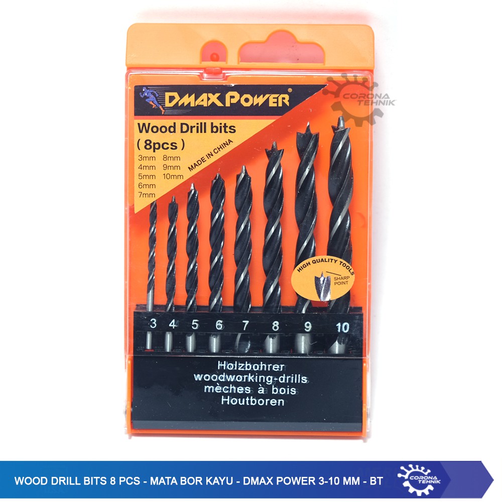 Wood Drill Bits 8 Pcs - Mata Bor Kayu - Dmax Power 3-10 mm - BT