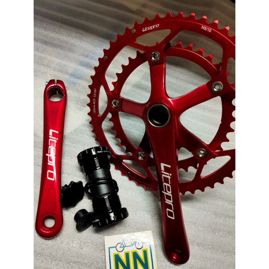 Crank double Merah Litepro HT2 53 39T Crankset HT2 nn store seli sepeda lipat gowes