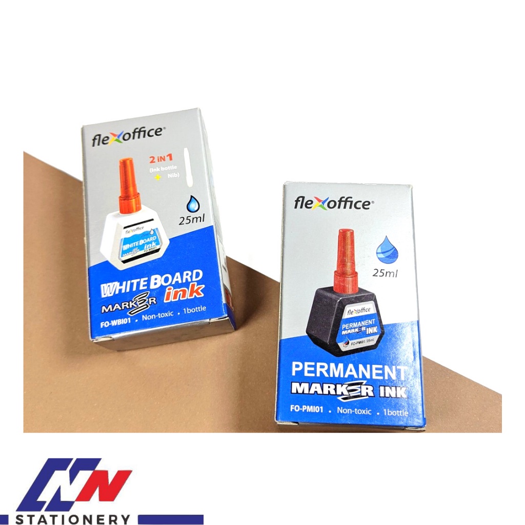 

Tinta Refill Spidol Permanent Flexoffice Warna Hitam, Biru, Merah